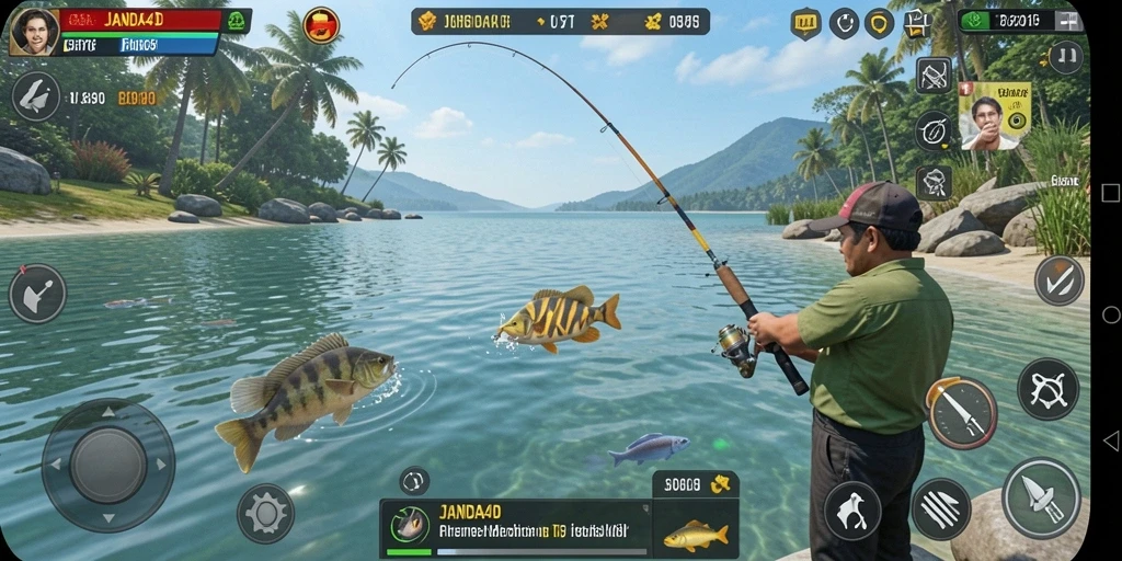 Screenshot utama JANDA4D menampilkan aksi memancing yang mendebarkan.